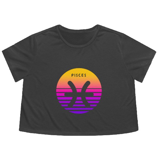 Pisces Zodiac Sign Sunset Pisces Flowy Cropped Tees