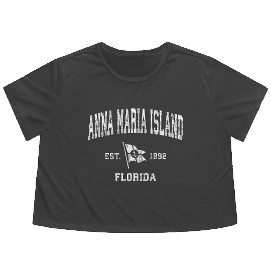 Anna Maria Island Fl Nautical Boat Anchor Flag Flowy Cropped Tees