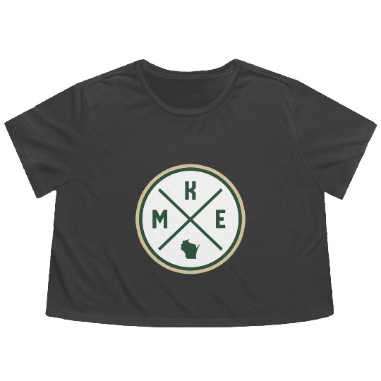 Milwaukee Circle Patch Green Flowy Cropped Tees