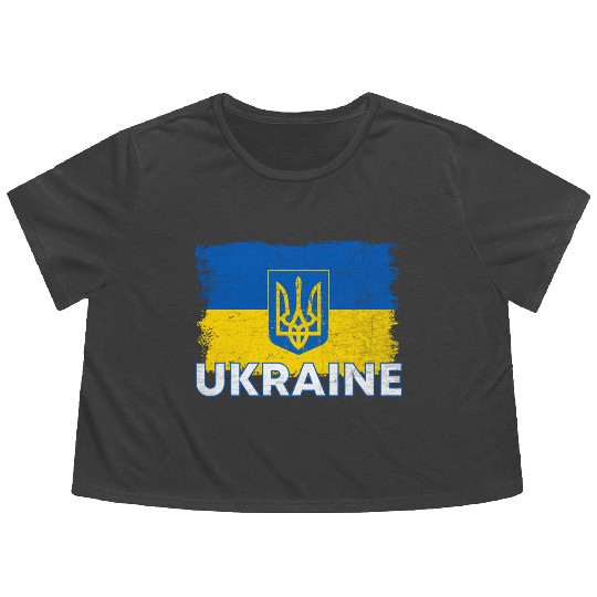 Ukrainian Flag Ukraine Flag Ukraine Flowy Cropped Tees