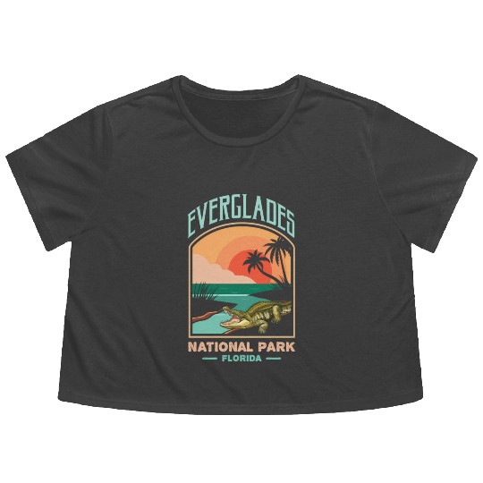 Everglades National Park Us Crocodile Florida Alli Flowy Cropped Tees