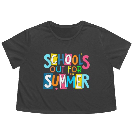 Last Day Of School Schools Out For Summer Teacher Flowy Cropped Tees