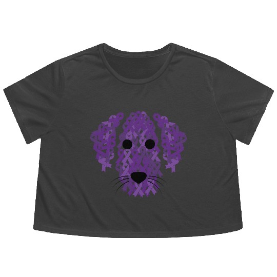 Purple Ribbon Dog Face Lupus Inspirational Awarene Flowy Cropped Tees