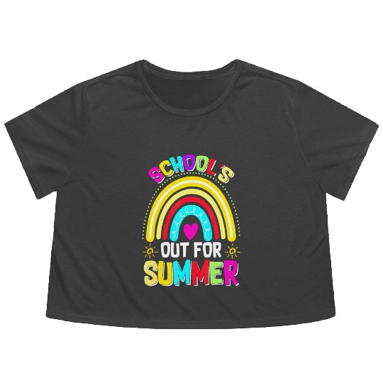 Schools Out For Summer Teacher Last Day Of School Flowy Cropped Tees