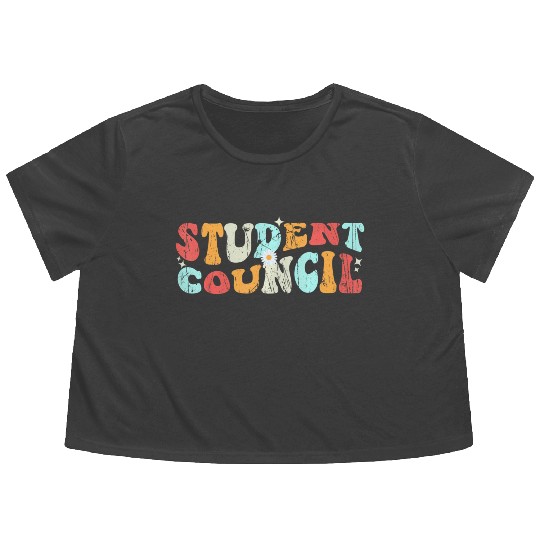 Vintage Student Council groovy retro back to schoo Flowy Cropped Tees