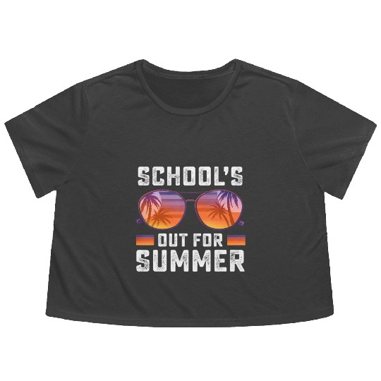 Last Day Of School Schools Out For Summer Teacher Flowy Cropped Tees