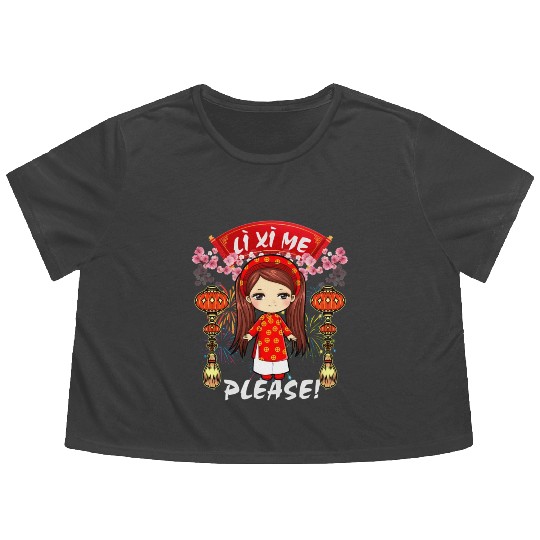 Li Me Please Vietnamese Lunar New Year Flowy Cropped Tees