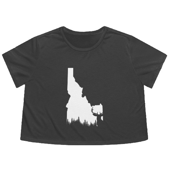 Hunter Elk Deer State Idaho Hunting Flowy Cropped Tees