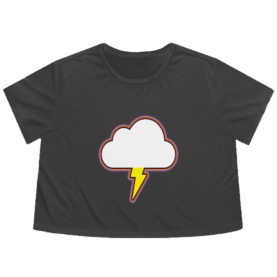 Thunder Cloud Lightning Raining Storm Flowy Cropped Tees