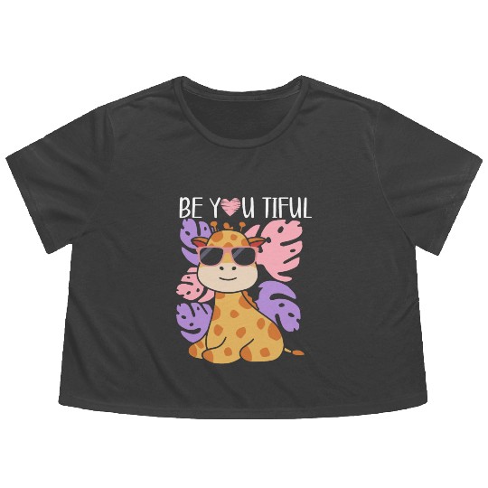 Giraffe Animal Lover Widlife Safari Zoo Zookeeper Flowy Cropped Tees