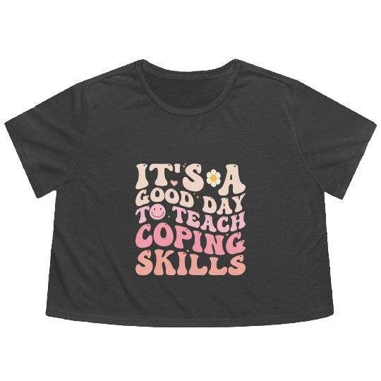 Teach ing Skills Teacher Back To School Counselor Flowy Cropped Tees