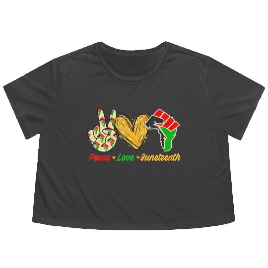 Peace Love Junenth Black Pride Freedom Independenc Flowy Cropped Tees