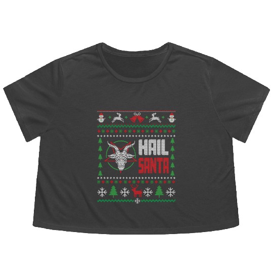 Hail Santa Ugly Flowy Cropped Tees