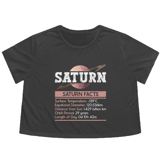 Saturn Planet Facts Space Lover Solar System Flowy Cropped Tees