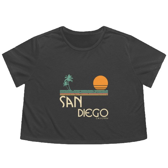 San Diego California Sunset Palms Flowy Cropped Tees