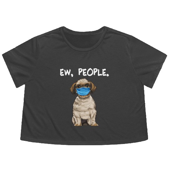 Shih Tzu Ew People Dog Wearing Face Flowy Cropped Tees
