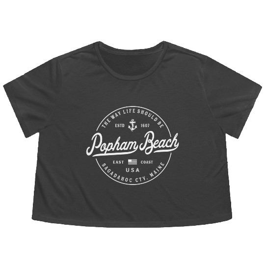 Nautical Anchor Popham Beach Maine Travel Vacation Flowy Cropped Tees