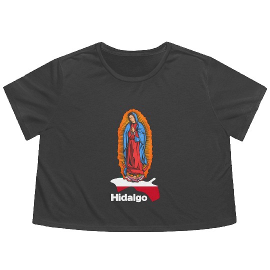 Virgen De Guadalupe With Hidalgo Mexico Flowy Cropped Tees