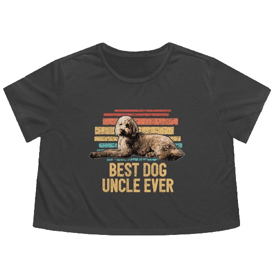 Best Dog Uncle Ever Goldendoodle Dog Dad Retro Flowy Cropped Tees