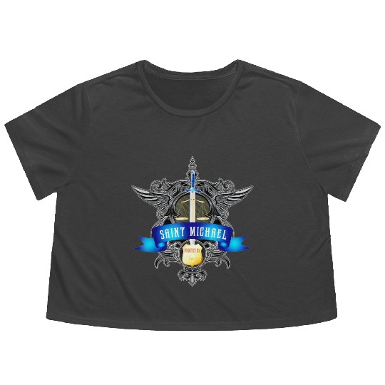 Saint Michael Patron Saint of Police Officers Flowy Cropped Tees