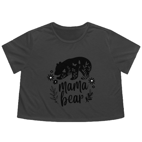 Mama Bear mother's day Flowy Cropped Tees
