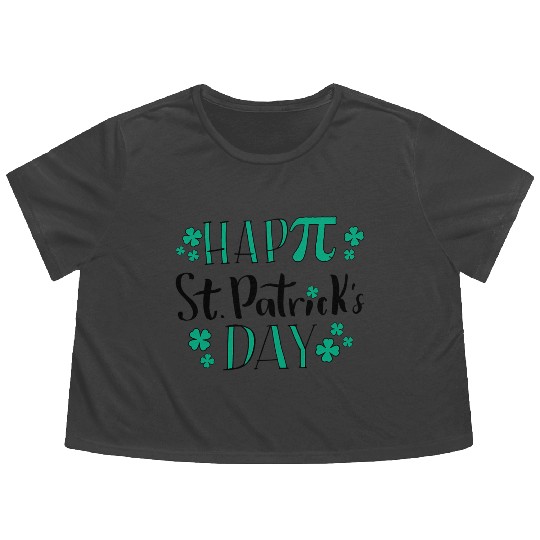 Pi Math Teacher Happy St PatricDay Flowy Cropped Tees