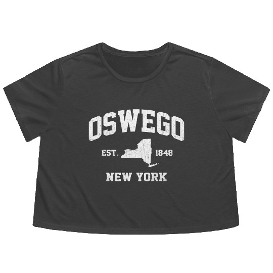 Oswego New York Ny State Athletic Style Flowy Cropped Tees