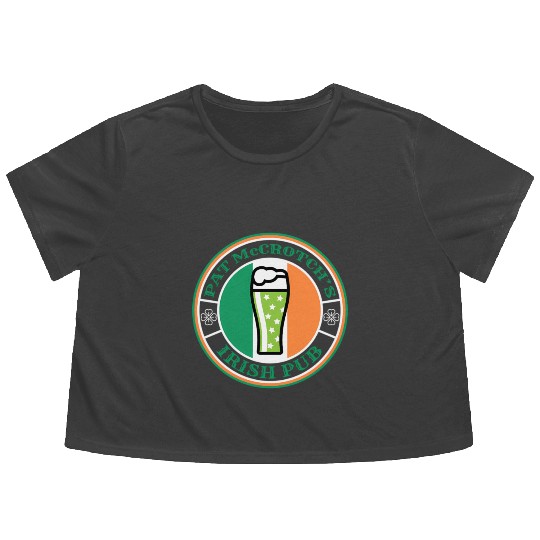 Pat Mccrotch'S Irish Pub Green Beer St Patric Day Flowy Cropped Tees