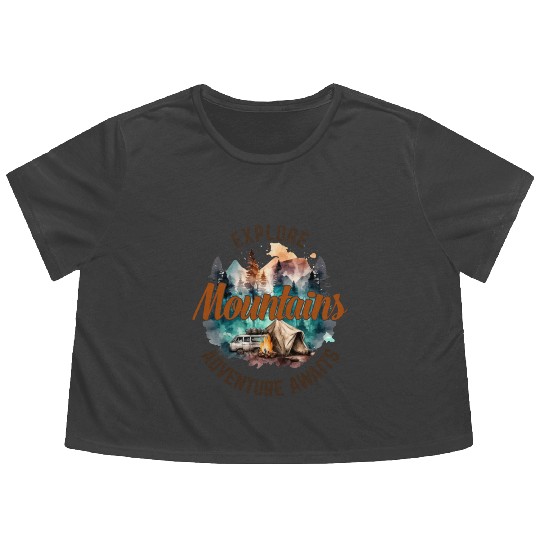 Camping Gear, Adventure Time Flowy Cropped Tees, Hiking Flowy Cropped Tees