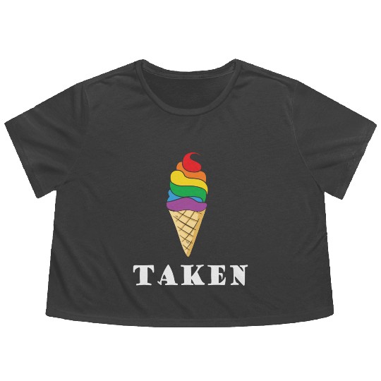 Taken Ice Cream Rainbow LGBT Valentines Flowy Cropped Tees