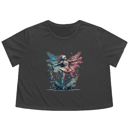 Watercolor Skeleton Fairy Gothic Fairycore Grunge Flowy Cropped Tees