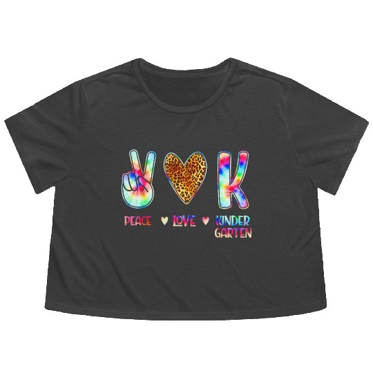 Peace Love Kindergarten Squad Back to School Flowy Cropped Tees