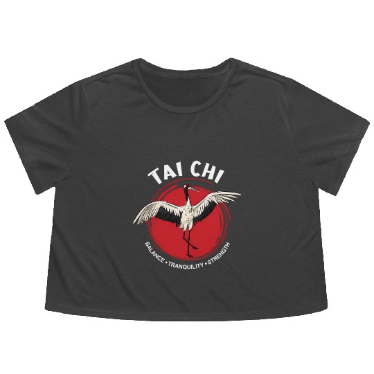 Tai Chi Crane Balance Tranquility Strength Qigong Flowy Cropped Tees