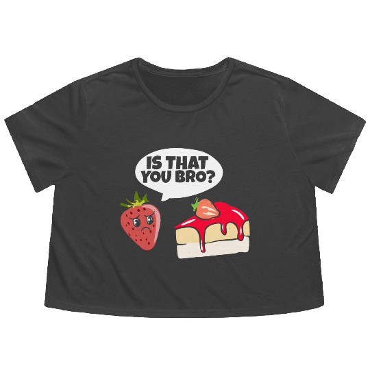 Strawberry Cake Pun Flowy Cropped Tees