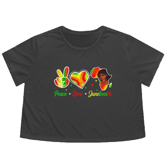 Peace Love Junenth 1865 Emancipation Day Black His Flowy Cropped Tees