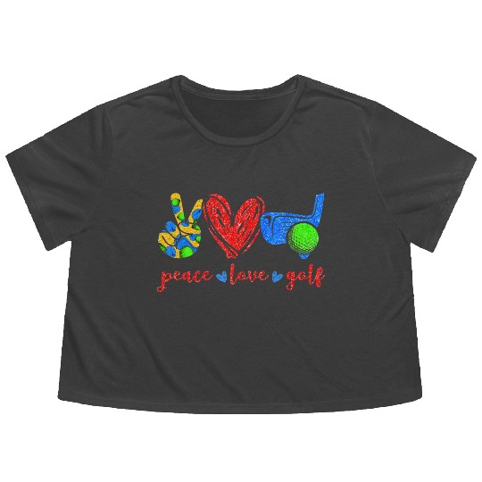 Peace Love Golf Cute Golf Lovers Flowy Cropped Tees