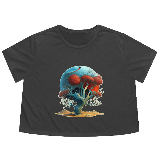 Desert Crimson Dreaming Flowy Cropped Tees