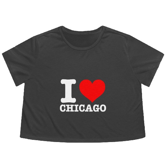 Chicago - I Heart Chicago - I Love Chicago Flowy Cropped Tees