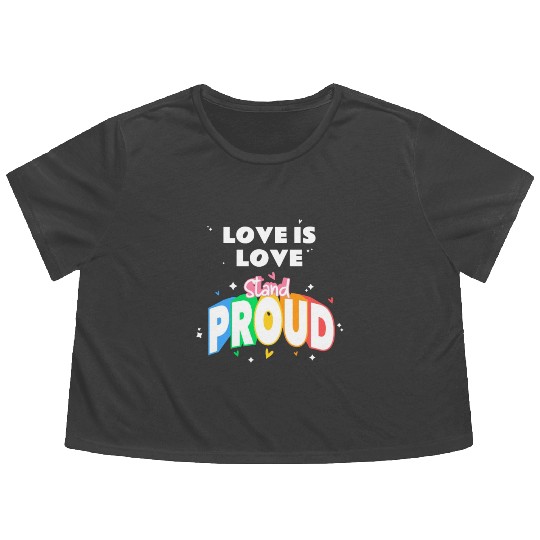 Love is Love Gay Pride Month Transgender Rainbow Flowy Cropped Tees
