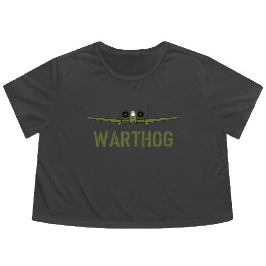 Olive Green A-10 Warthog Art-Usa Military Jets Flowy Cropped Tees