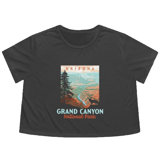 Grand Canyon National Park Arizonna Wpa Style Flowy Cropped Tees