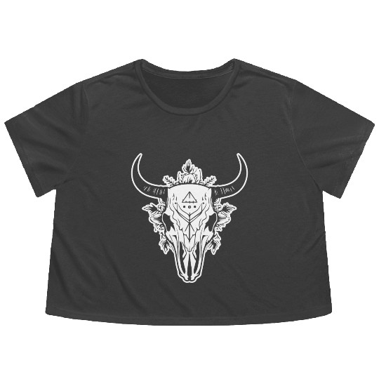 Cow Skull Boho Flowy Cropped Tees