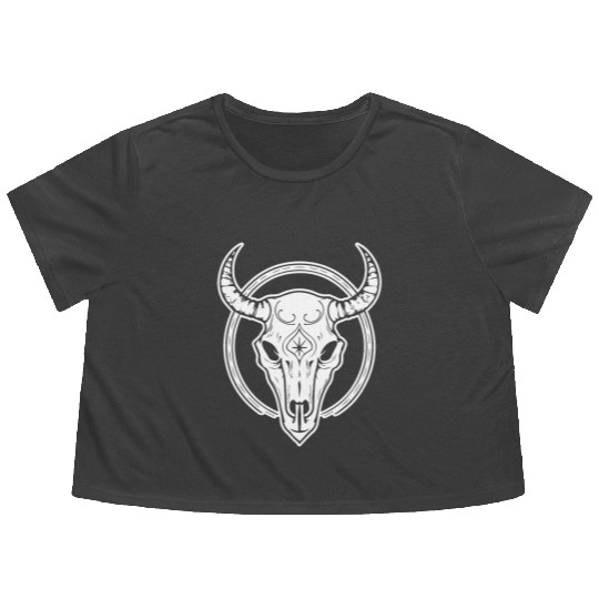 Cow Skull Boho Flowy Cropped Tees