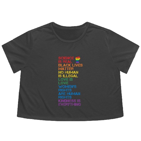 Science Is Real Black Lives Matter Lgbt Blm Fist Flowy Cropped Tees