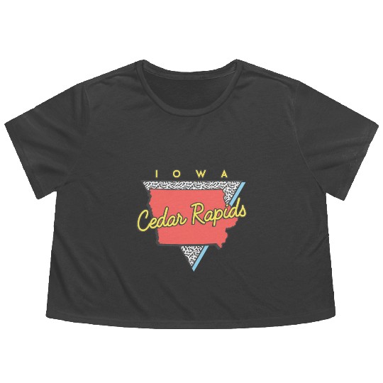 Cedar Rapids Iowa Triangle Ia City Flowy Cropped Tees