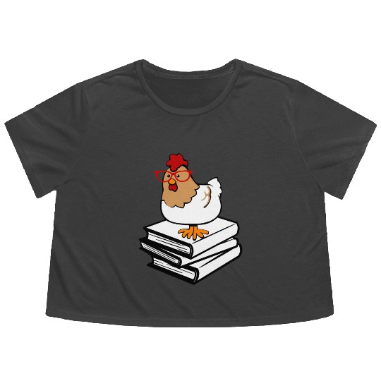 Chicken Book Nerd Love Reading Farm Flowy Cropped Tees