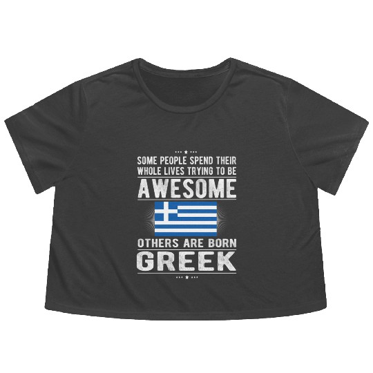 Awesome Greek Flag Greece Greek Roots Flowy Cropped Tees