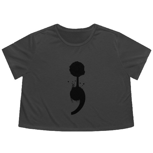 Semicolon Tree Suicide Depression Prevention Flowy Cropped Tees