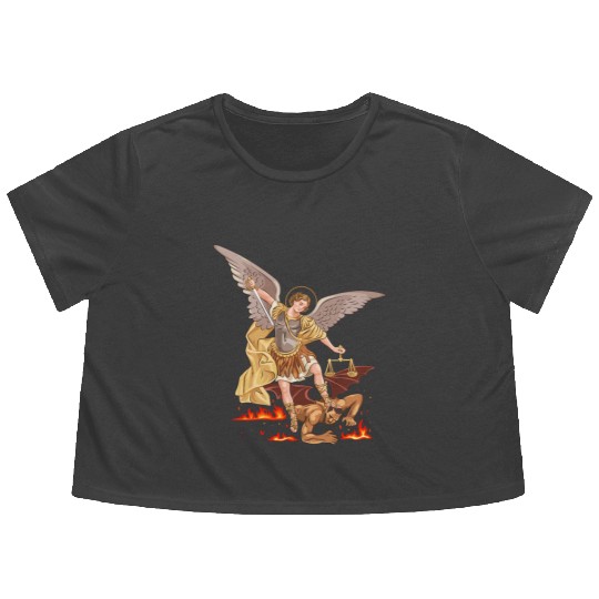 St Michael The Archangel Flowy Cropped Tees