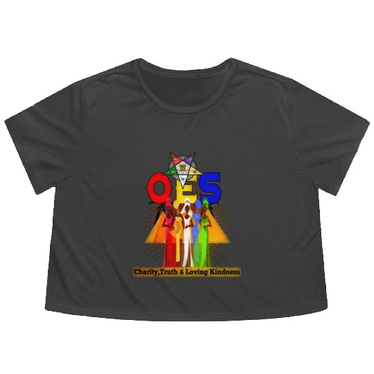 Order Of The Eastern Star Oes Ring Diva Sister'S Flowy Cropped Tees